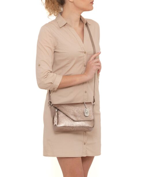 Schultertasche Lola aus bronzefarbenem Leder - 24x18x6 cm