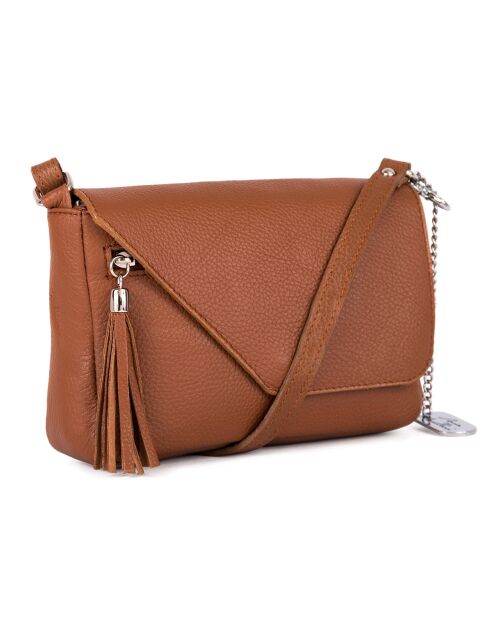 Lola Schultertasche aus cognacfarbenem Leder - 24x18x6 cm