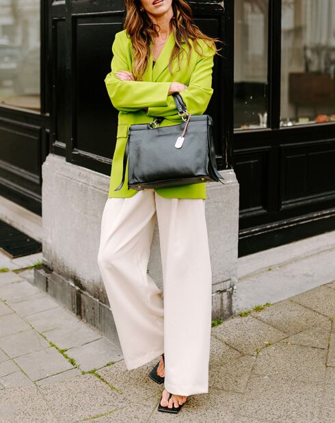 Schwarze Serena Lederhandtasche - 33x23x12 cm