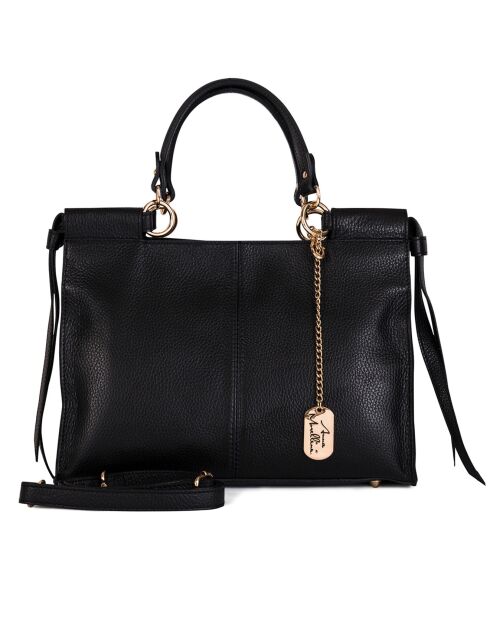 Schwarze Serena Lederhandtasche - 33x23x12 cm