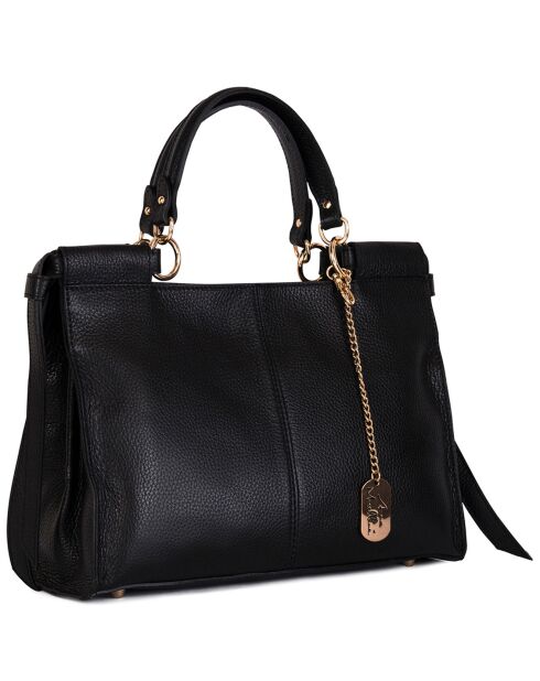 Schwarze Serena Lederhandtasche - 33x23x12 cm
