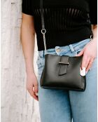 Bandolera Ciosa de piel negra - 22x17x10 cm