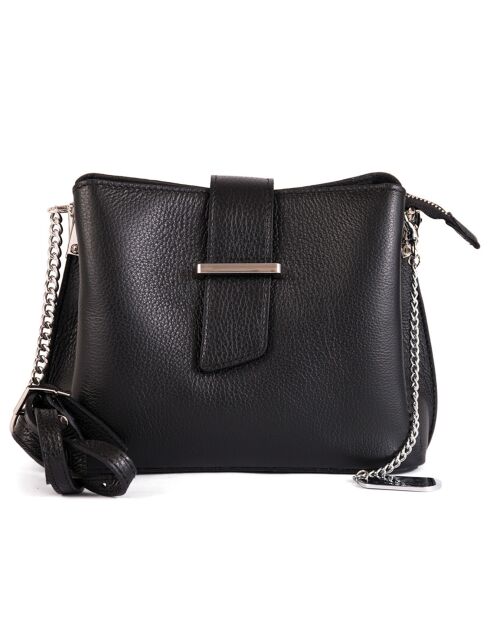 Bandolera Ciosa de piel negra - 22x17x10 cm