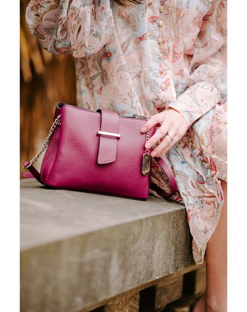 Bandolera Ciosa de piel fucsia - 22x17x10 cm