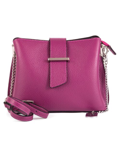 Bandolera Ciosa de piel fucsia - 22x17x10 cm