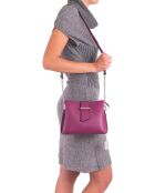 Bandolera Ciosa de piel fucsia - 22x17x10 cm