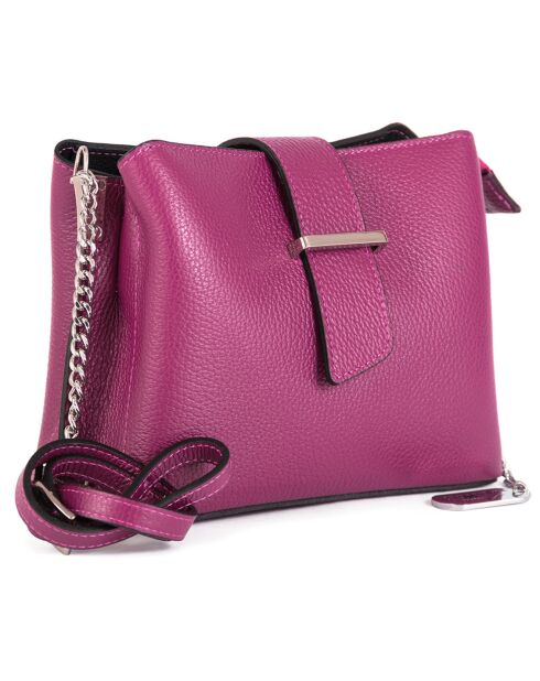 Bandolera Ciosa de piel fucsia - 22x17x10 cm