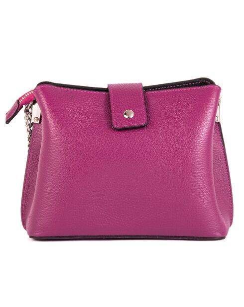 Bandolera Ciosa de piel fucsia - 22x17x10 cm