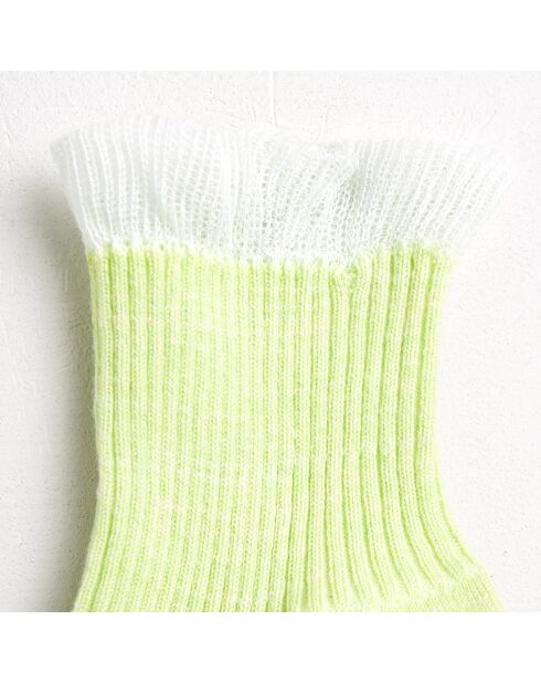 Chaussettes mi-hautes Freta à volants vert anis