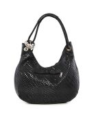 Bandolera Concetta de piel negra - 38x34x10 cm