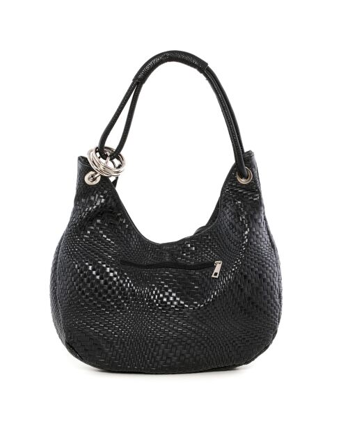 Bandolera Concetta de piel negra - 38x34x10 cm