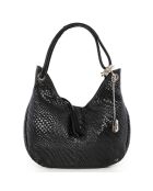 Bandolera Concetta de piel negra - 38x34x10 cm