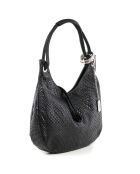 Bandolera Concetta de piel negra - 38x34x10 cm