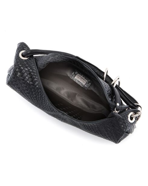 Bandolera Concetta de piel negra - 38x34x10 cm