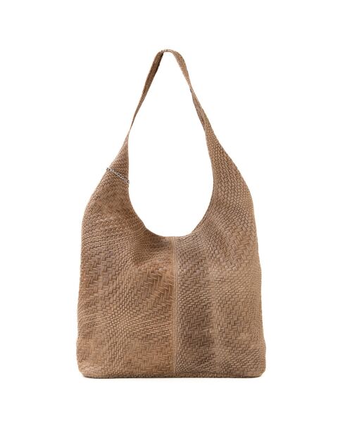 Palladia Schultertasche aus taupefarbenem Leder - 38x30x2 cm