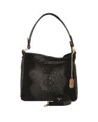 Linda zwarte leren schoudertas - 29x24x8 cm