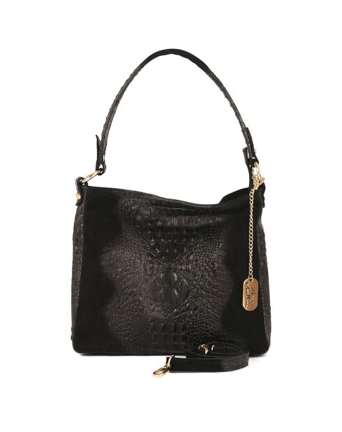 Bandolera Linda de piel negra - 29x24x8 cm