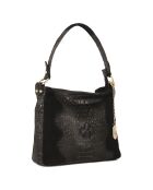 Linda zwarte leren schoudertas - 29x24x8 cm