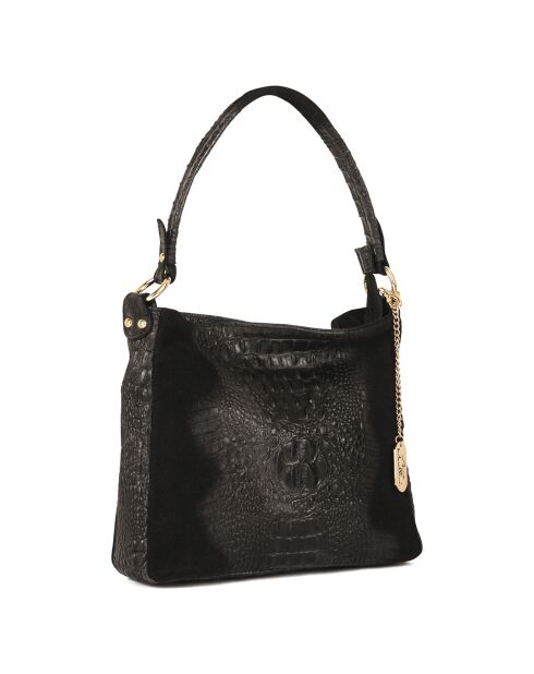 Bandolera Linda de piel negra - 29x24x8 cm