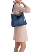 Linda Schultertasche aus Leder in Tintenblau - 29x24x8 cm