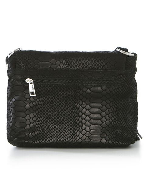 Bandolera Elena de piel negra - 28x20x8 cm