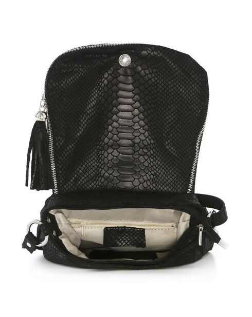 Bandolera Elena de piel negra - 28x20x8 cm