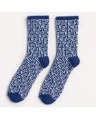 Chaussettes hautes en Coton mélangé Flope imprimées bleues