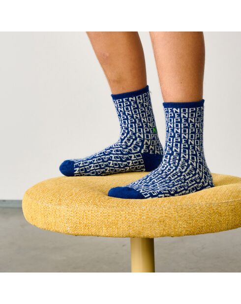 Chaussettes hautes en Coton mélangé Flope imprimées bleues