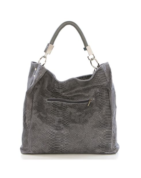 Graue Rosallia Lederhandtasche - 38x36x14 cm