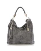 Grijze leren handtas van Rosallia - 38x36x14 cm