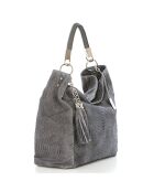 Grijze leren handtas van Rosallia - 38x36x14 cm