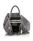 Grijze leren handtas van Rosallia - 38x36x14 cm