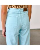 Jean bootcut 100% Coton bio Popies bleu turquoise