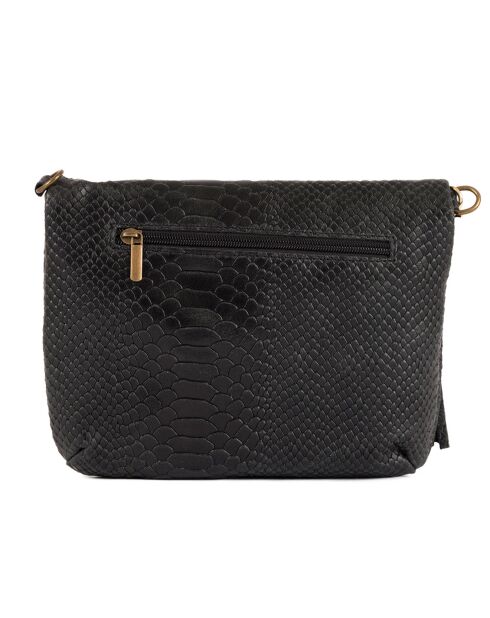 Lydia zwarte leren schoudertas - 22x18x2 cm