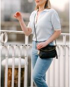 Lydia zwarte leren schoudertas - 22x18x2 cm