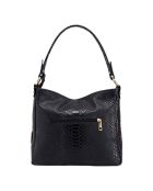 Bandolera Dania de piel negra - 29x24x8 cm