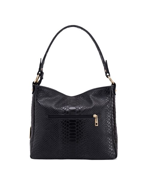 Bandolera Dania de piel negra - 29x24x8 cm