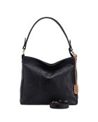 Bandolera Dania de piel negra - 29x24x8 cm