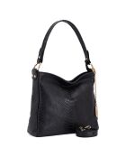 Bandolera Dania de piel negra - 29x24x8 cm