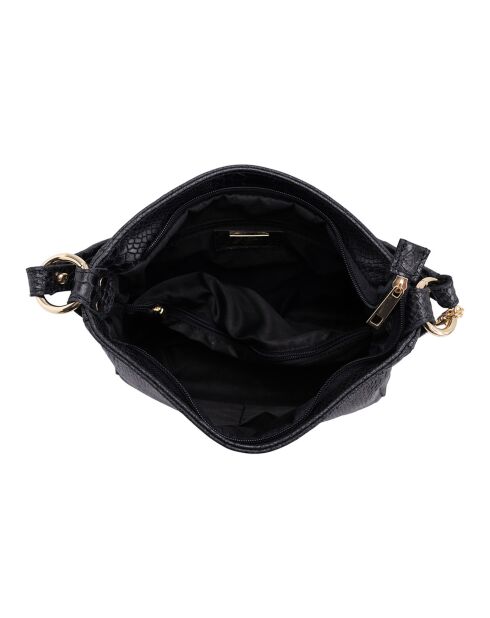 Bandolera Dania de piel negra - 29x24x8 cm