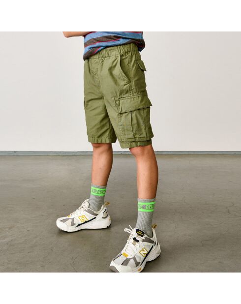Short Cargo en Toile de coton Paz vert kaki