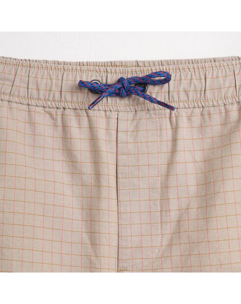 Bermuda en Toile de Coton Pawl à carreaux beige
