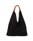 Sac porté épaule en Cuir Eleonora noir  - 40x31x2 cm