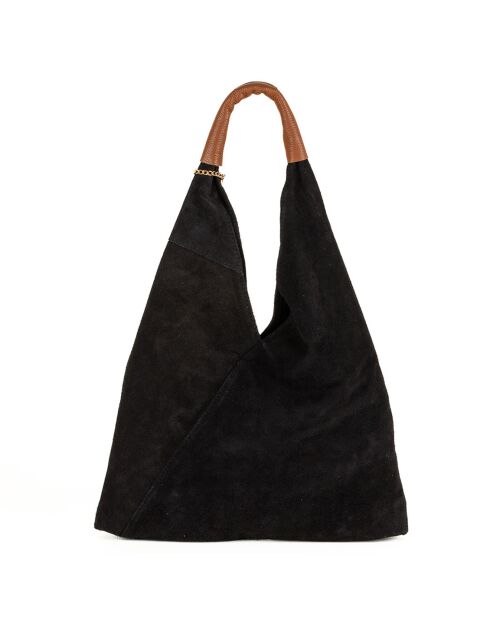 Eleonora schwarze Schultertasche aus Leder - 40x31x2 cm