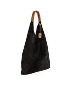 Sac porté épaule en Cuir Eleonora noir  - 40x31x2 cm