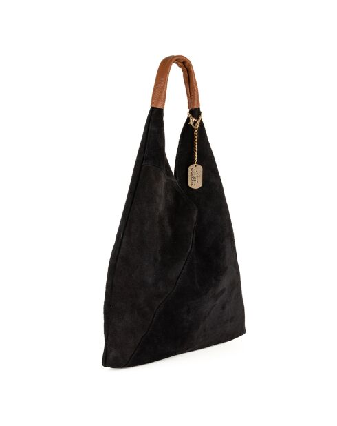 Eleonora schwarze Schultertasche aus Leder - 40x31x2 cm