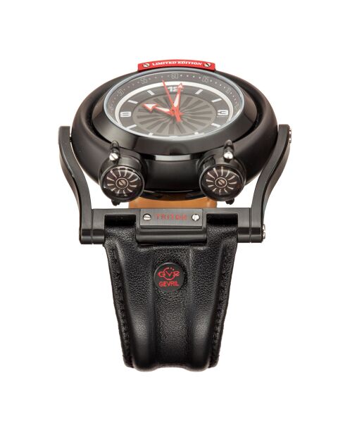 Montre Triton Homme Automatique en Cuir noire