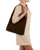 Eleonora donkerbruine leren schoudertas - 40x31x2 cm