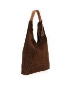 Eleonora donkerbruine leren schoudertas - 40x31x2 cm