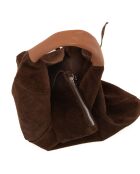 Eleonora donkerbruine leren schoudertas - 40x31x2 cm